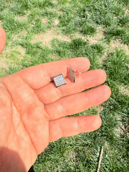 Real 925 Sterling Silver Kite Earrings Iced CZ Screwbacks 11mm - WHOLESALE DEAL