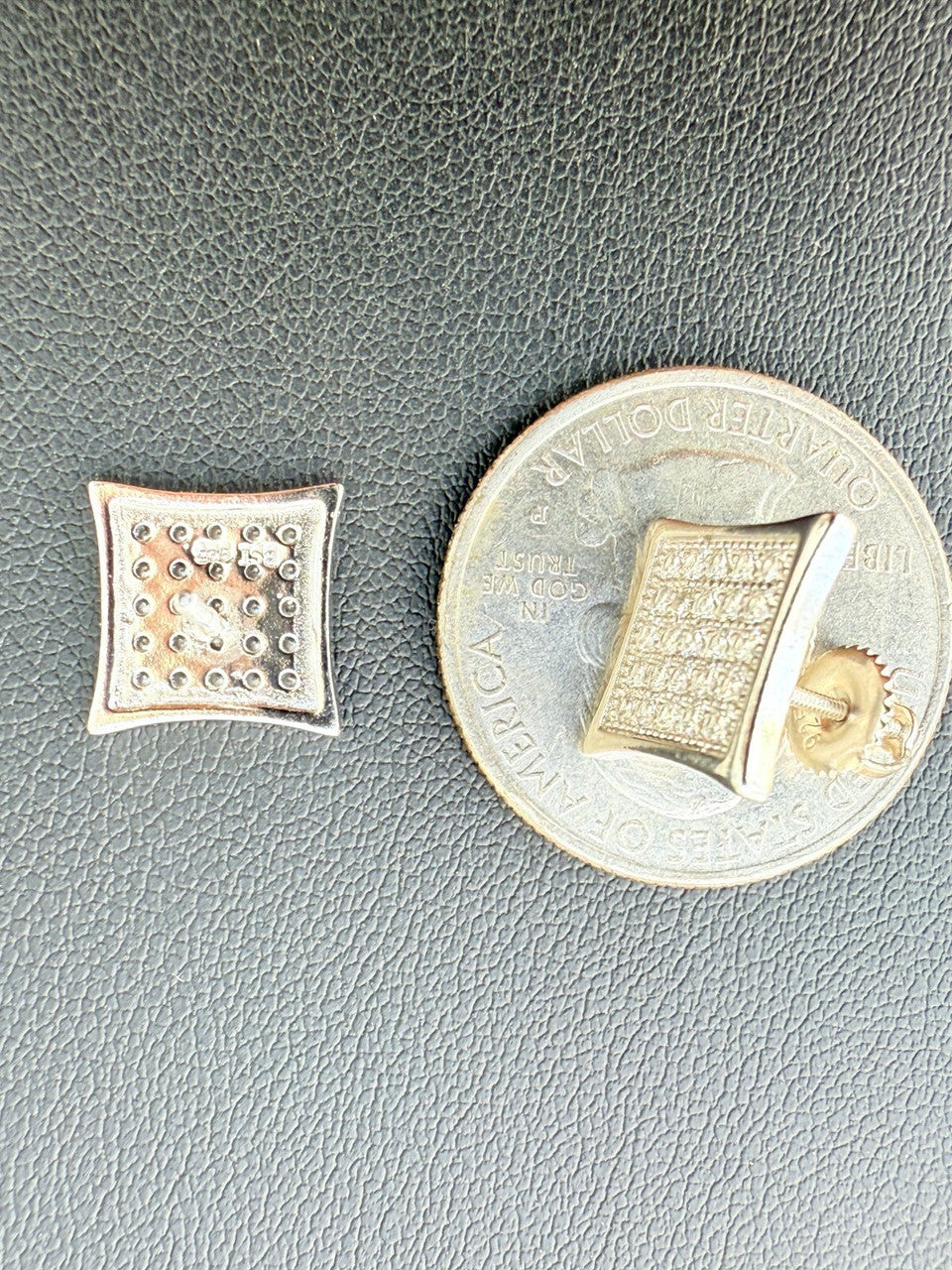 Real 925 Sterling Silver Kite Earrings Iced CZ Screwbacks 11mm - WHOLESALE DEAL