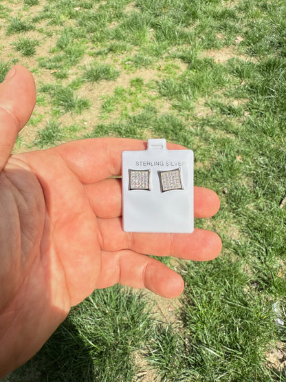 Real 925 Sterling Silver Kite Earrings Iced CZ Screwbacks 11mm - WHOLESALE DEAL