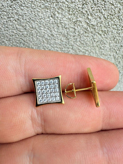 14K Gold Two Tone Real 925 Silver Kite Earrings Iced CZ 11mm - WHOLESALE DEAL