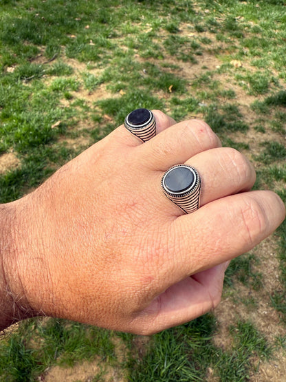 Night Sky Ring - 925 Silver Oxidized - Genuine Black Onyx Stone