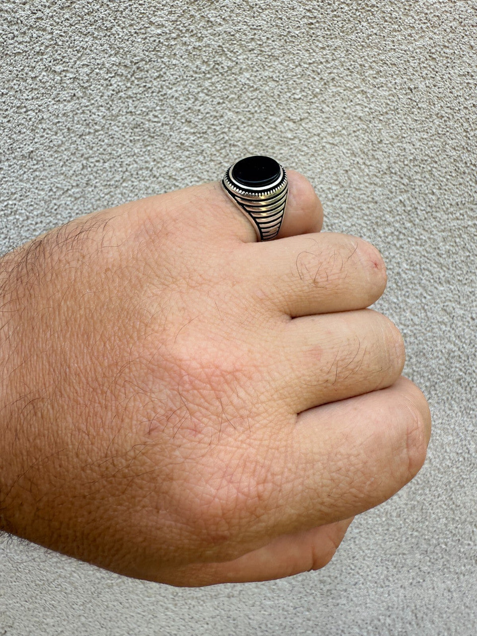 Night Sky Ring - 925 Silver Oxidized - Genuine Black Onyx Stone
