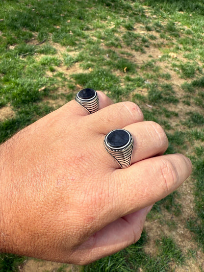 Night Sky Ring - 925 Silver Oxidized - Genuine Black Onyx Stone