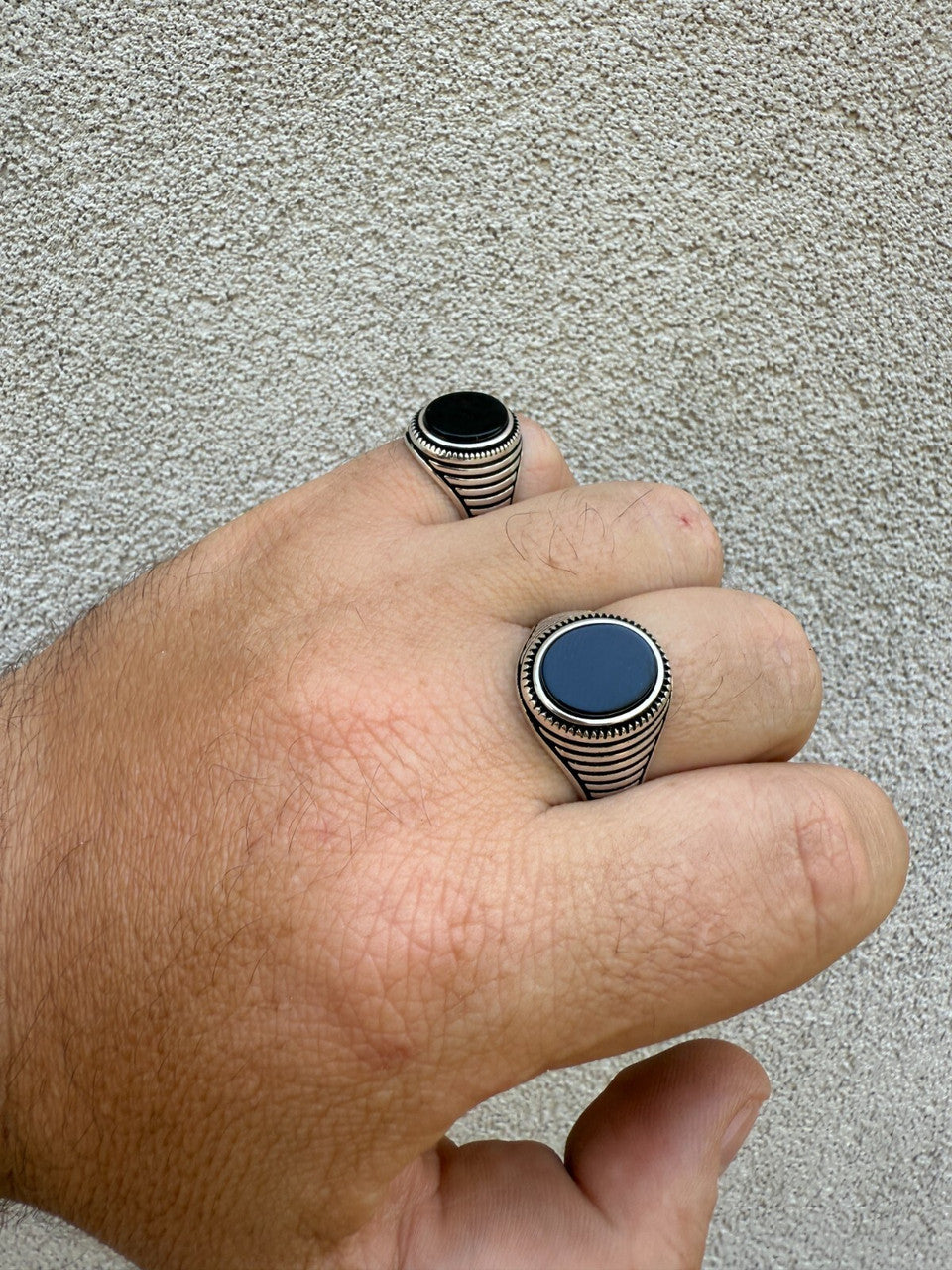 Night Sky Ring - 925 Silver Oxidized - Genuine Black Onyx Stone