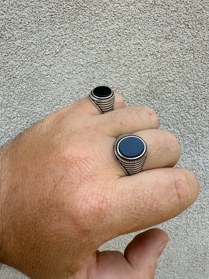 Night Sky Ring - 925 Silver Oxidized - Genuine Black Onyx Stone