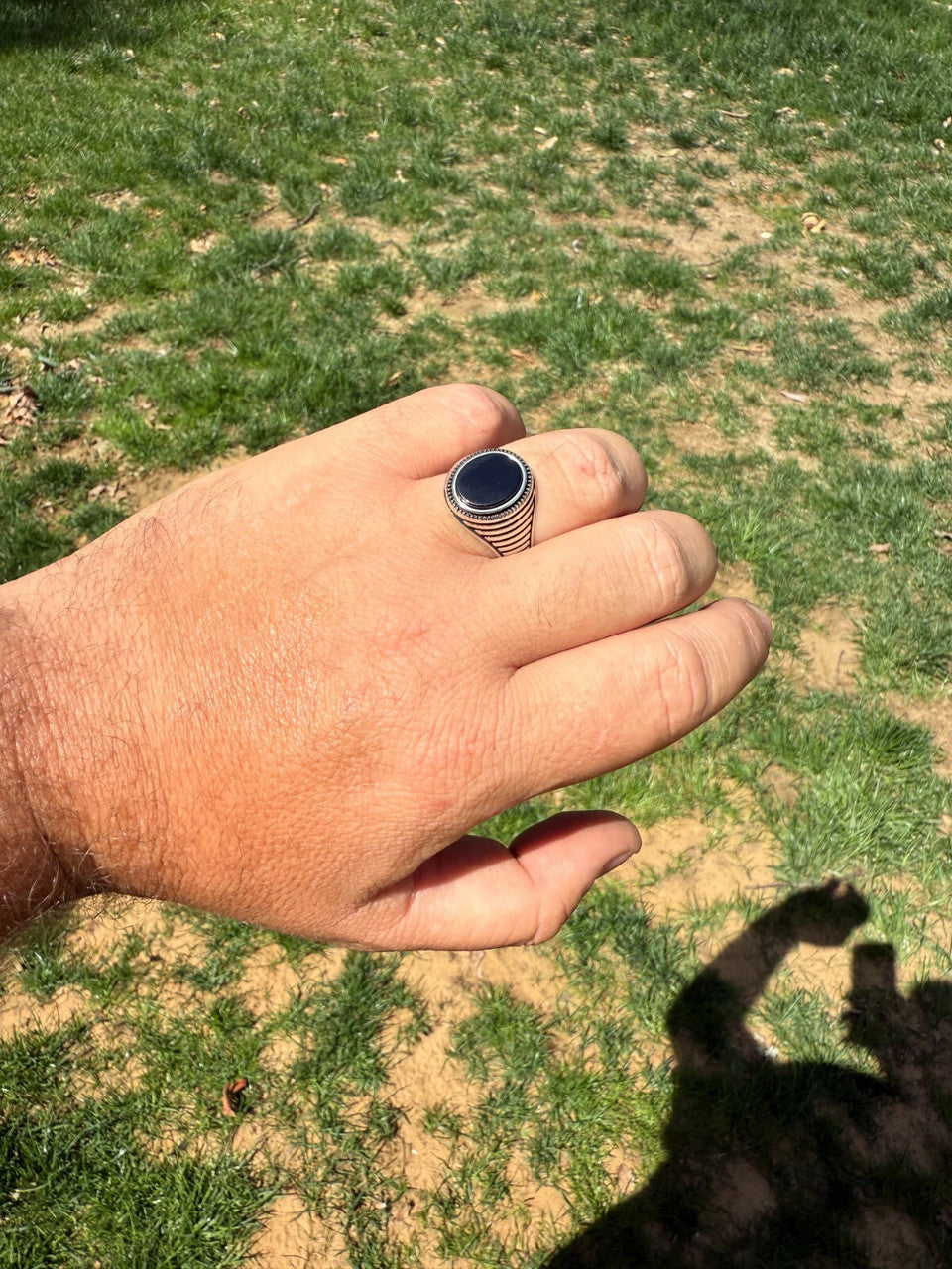Night Sky Ring - 925 Silver Oxidized - Genuine Black Onyx Stone
