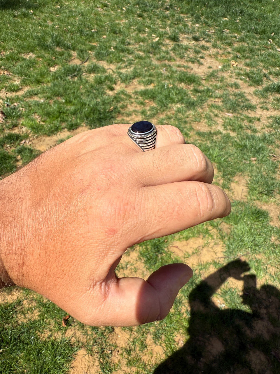 Night Sky Ring - 925 Silver Oxidized - Genuine Black Onyx Stone