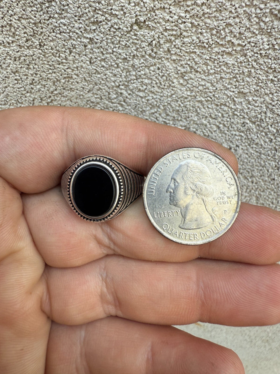 Night Sky Ring - 925 Silver Oxidized - Genuine Black Onyx Stone