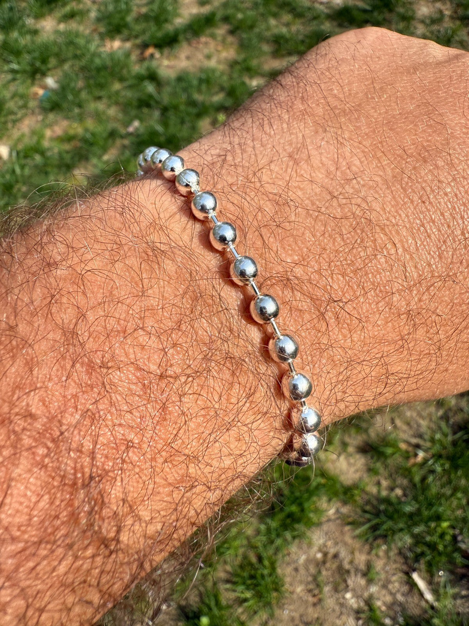 Ball Bead Bracelet - 925 Sterling Silver - 8" - 5mm