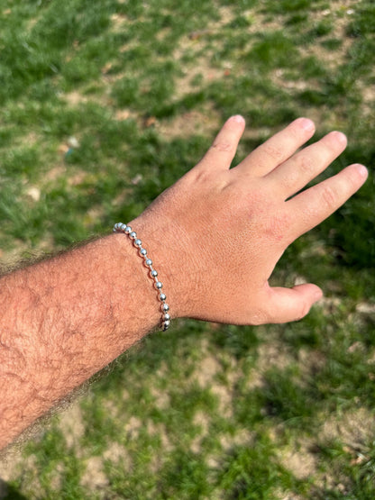 Ball Bead Bracelet - 925 Sterling Silver - 8" - 5mm