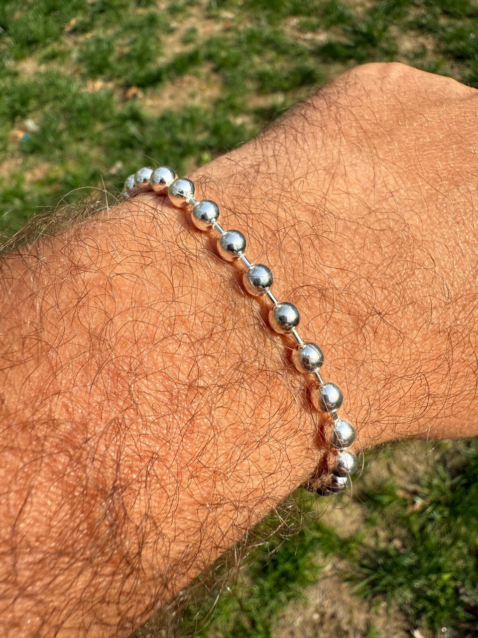 Ball Bead Bracelet - 925 Sterling Silver - 8" - 5mm