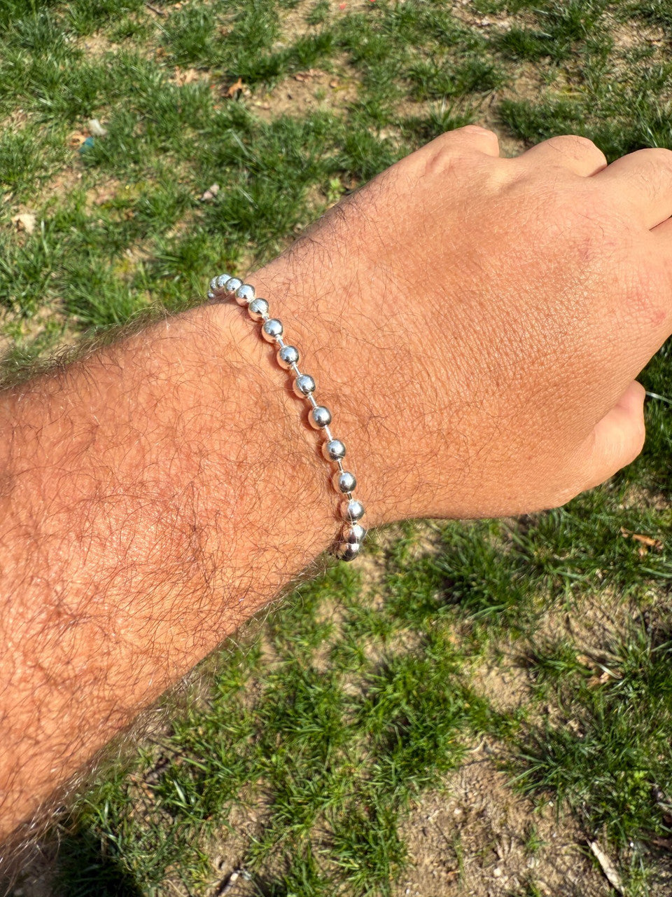 Ball Bead Bracelet - 925 Sterling Silver - 8" - 5mm