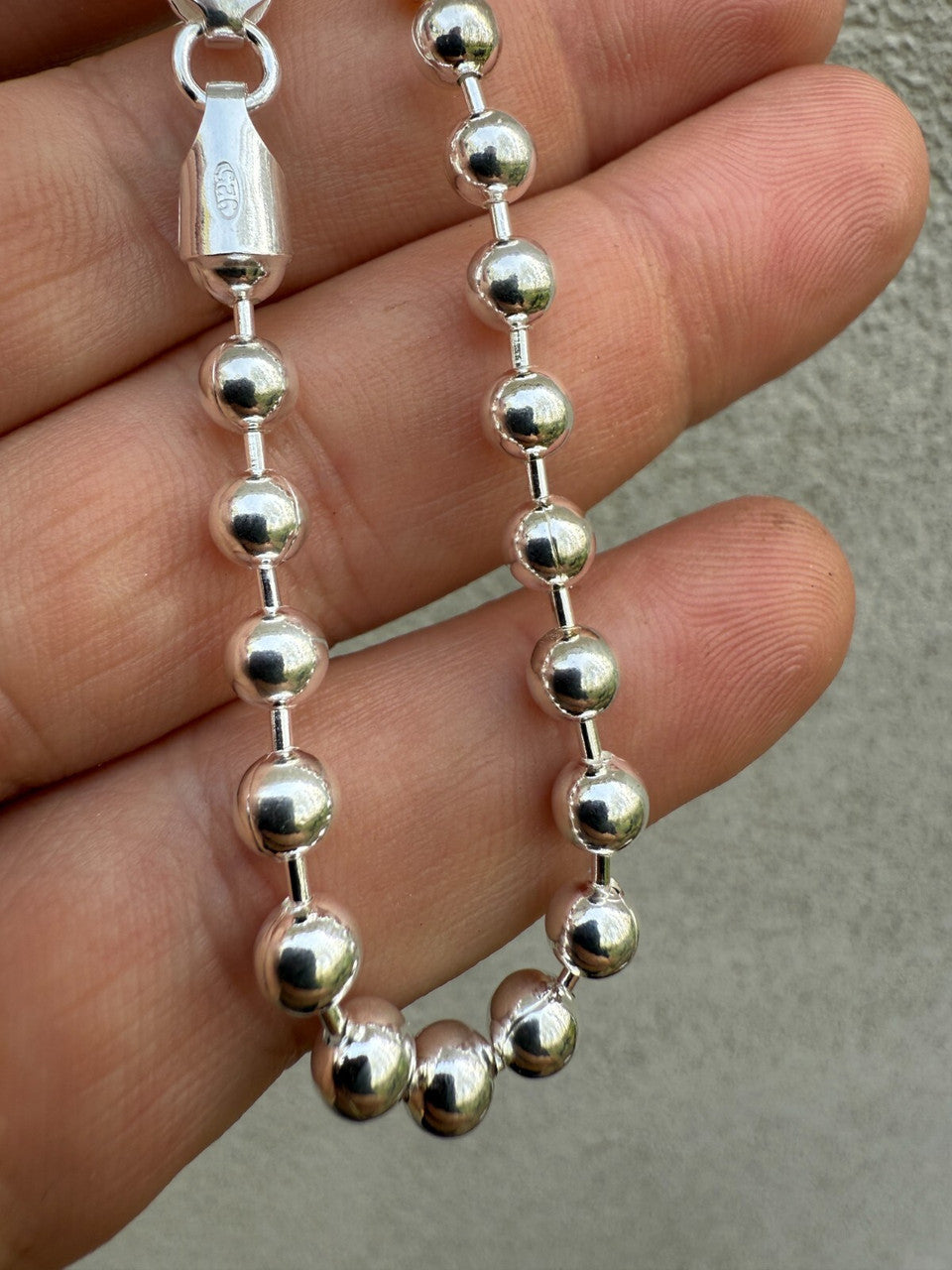 Ball Bead Bracelet - 925 Sterling Silver - 8" - 5mm
