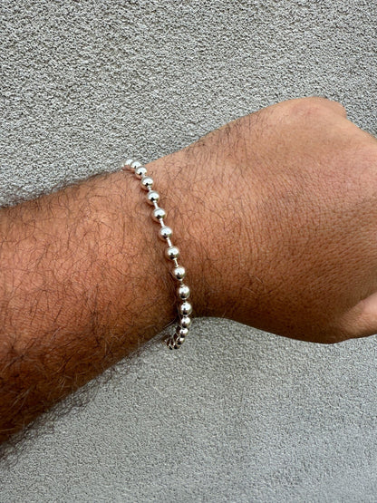 Ball Bead Bracelet - 925 Sterling Silver - 8" - 5mm
