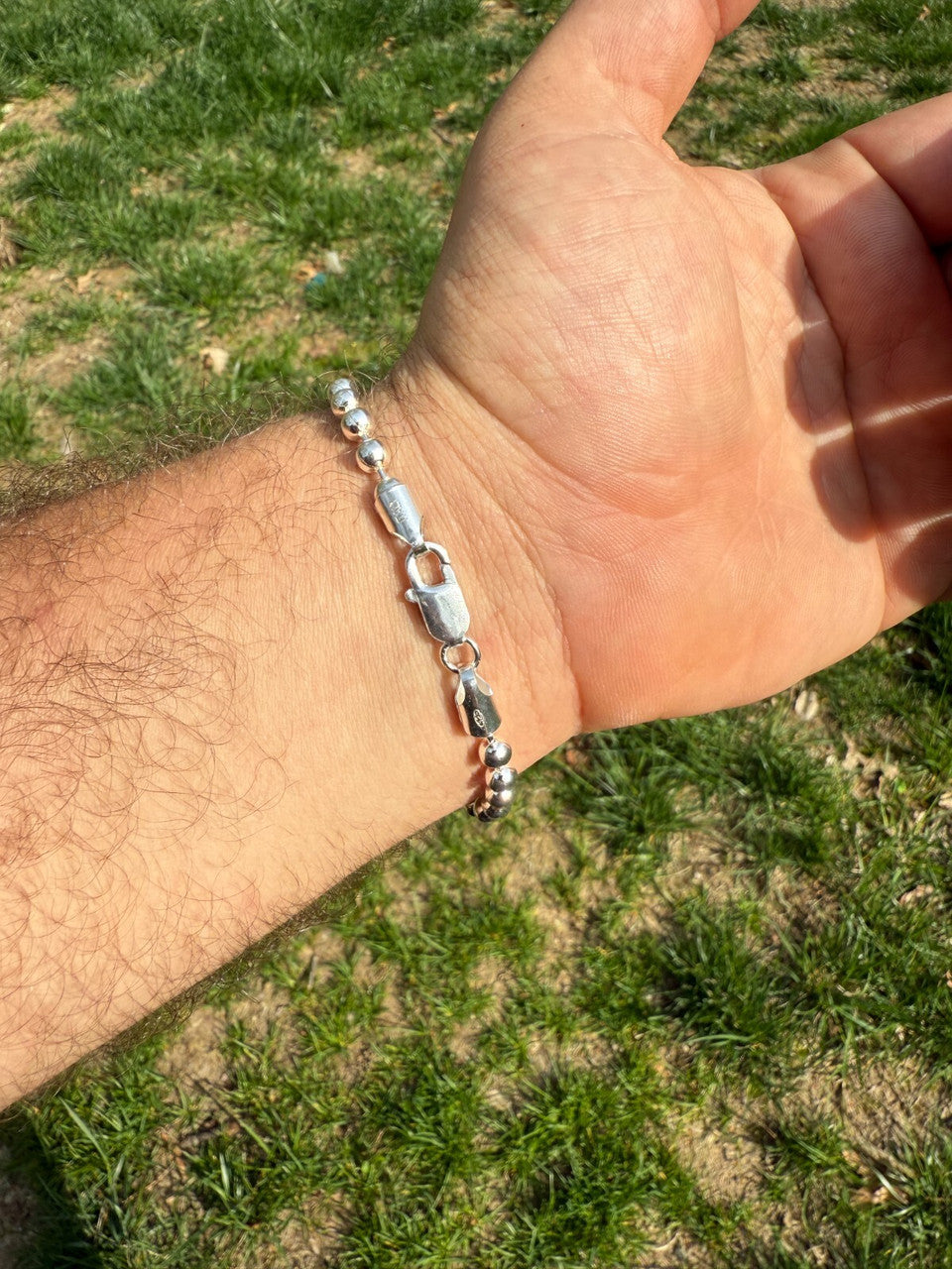 Ball Bead Bracelet - 925 Sterling Silver - 8" - 5mm