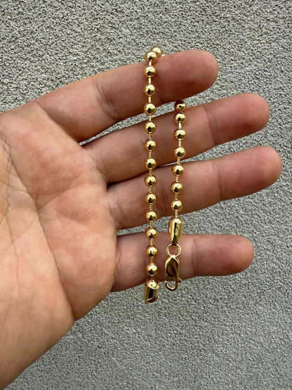 Ball Bead Bracelet - 14k Gold Vermeil 925 Sterling Silver - 8" - 5mm