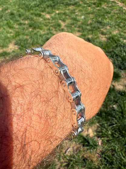 Bike Chain Bracelet - Oxidized 925 Sterling Silver - 7"-9" - 9mm