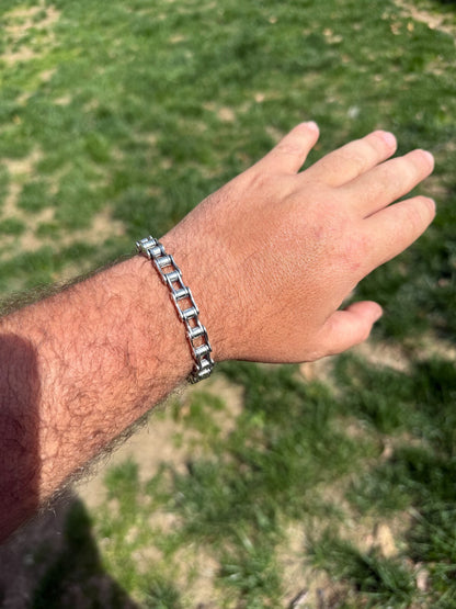 Bike Chain Bracelet - Oxidized 925 Sterling Silver - 7"-9" - 9mm