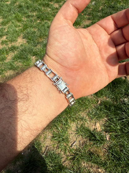 Bike Chain Bracelet - Oxidized 925 Sterling Silver - 7"-9" - 9mm