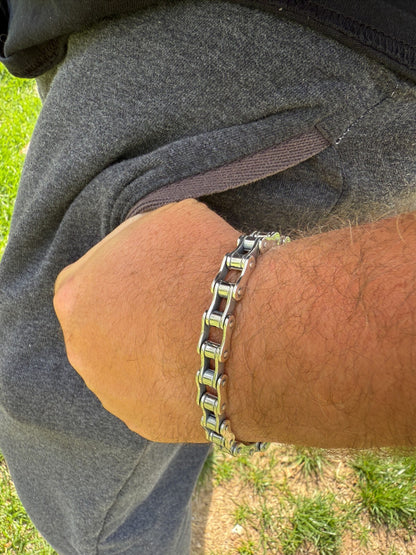 Bike Chain Bracelet - Oxidized 925 Sterling Silver - 7"-9" - 9mm