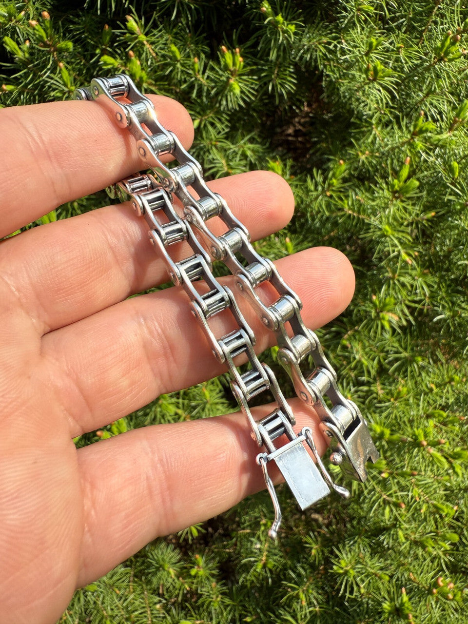 Bike Chain Bracelet - Oxidized 925 Sterling Silver - 7"-9" - 9mm