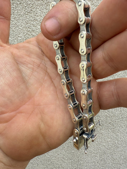 Bike Chain Bracelet - Oxidized 925 Sterling Silver - 7"-9" - 9mm