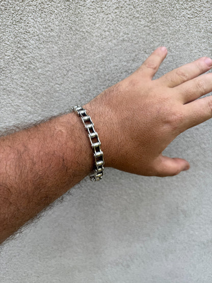 Bike Chain Bracelet - Oxidized 925 Sterling Silver - 7"-9" - 9mm