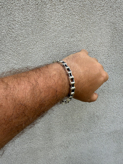 Bike Chain Bracelet - Oxidized 925 Sterling Silver - 7"-9" - 9mm