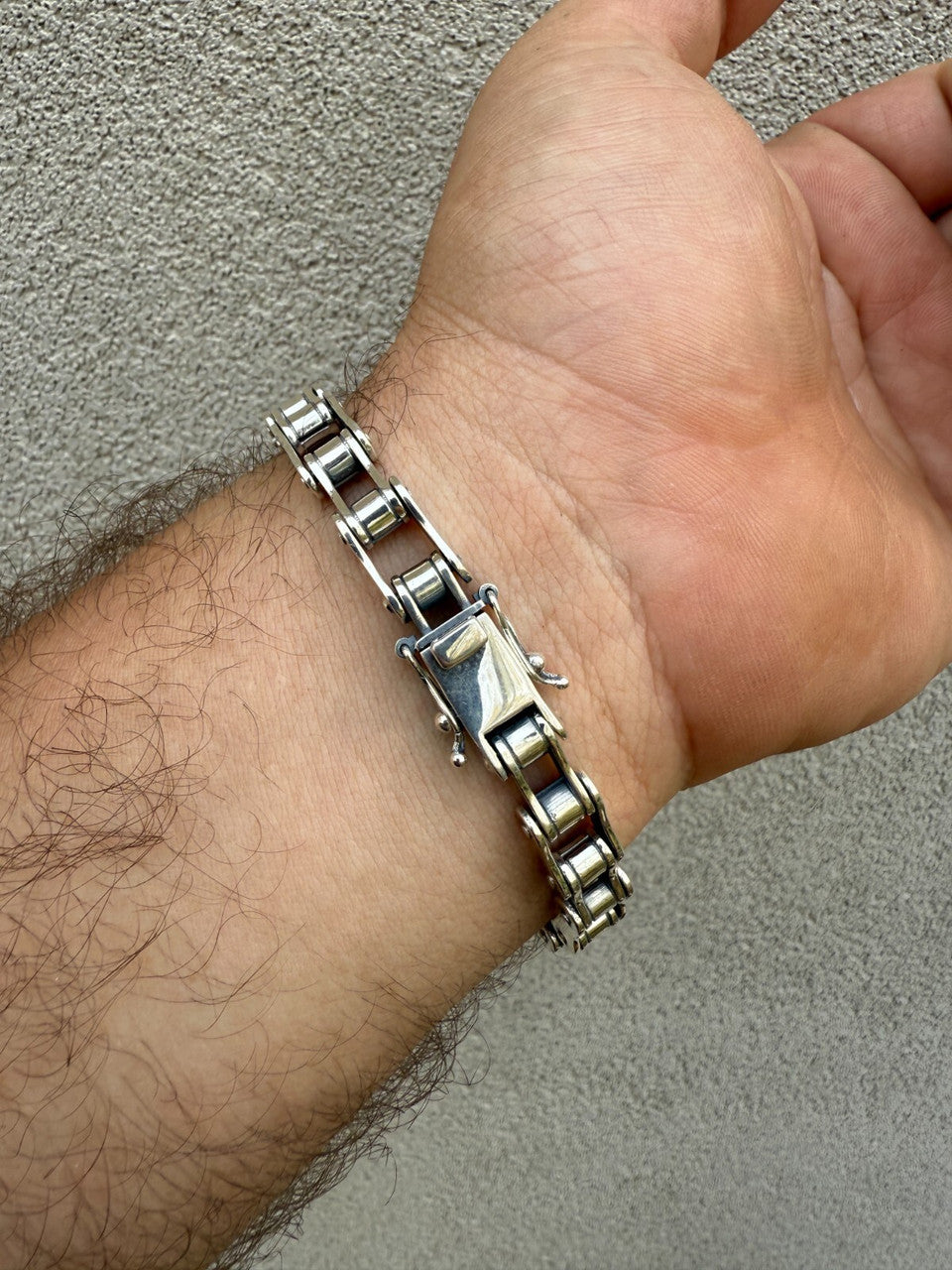 Bike Chain Bracelet - Oxidized 925 Sterling Silver - 7"-9" - 9mm