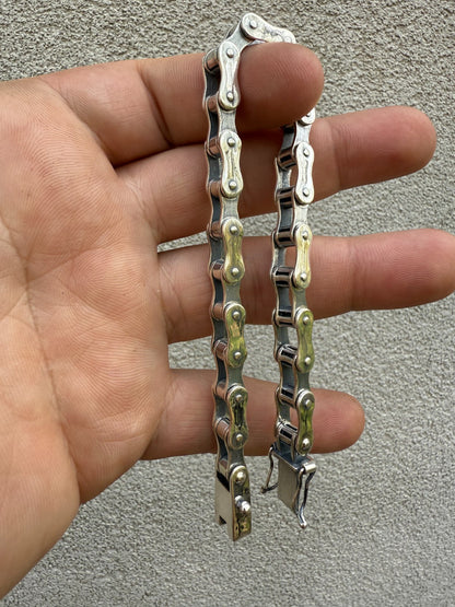 Bike Chain Bracelet - Oxidized 925 Sterling Silver - 7"-9" - 9mm