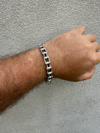 Bike Chain Bracelet - Oxidized 925 Sterling Silver - 7"-9" - 9mm