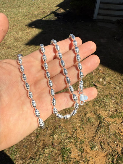 Infinity Rice Link Chain Necklace - 925 Sterling Silver - 18"-30" - 6mm