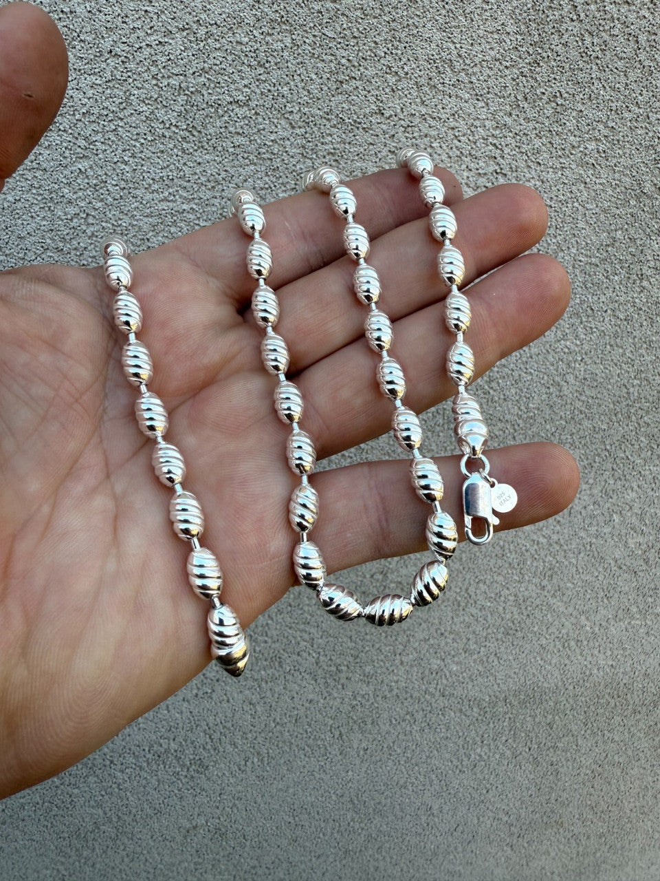 Infinity Rice Link Chain Necklace - 925 Sterling Silver - 18"-30" - 6mm