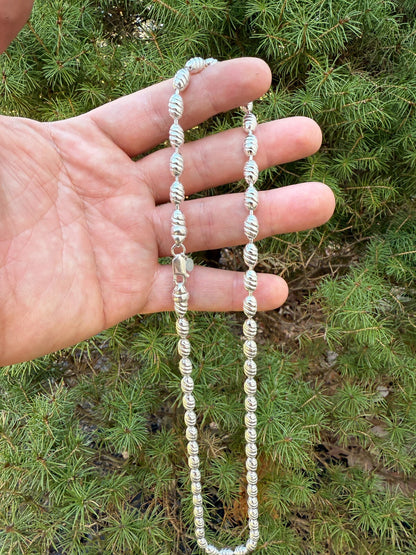 Infinity Rice Link Chain Necklace - 925 Sterling Silver - 18"-30" - 6mm