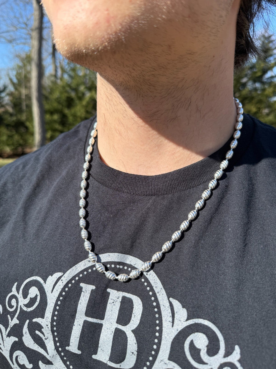 Infinity Rice Link Chain Necklace - 925 Sterling Silver - 18"-30" - 6mm