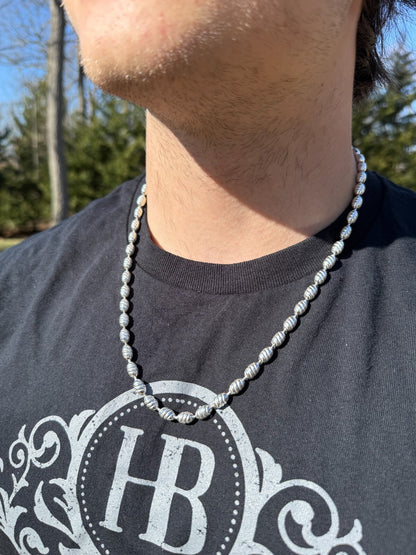 Infinity Rice Link Chain Necklace - 925 Sterling Silver - 18"-30" - 6mm