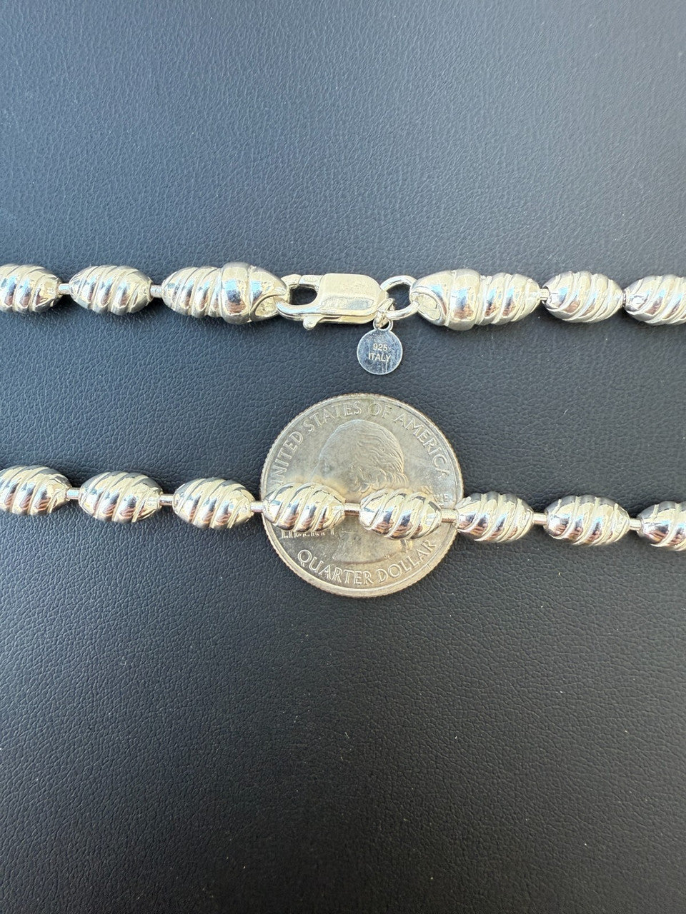 Infinity Rice Link Chain Necklace - 925 Sterling Silver - 18"-30" - 6mm