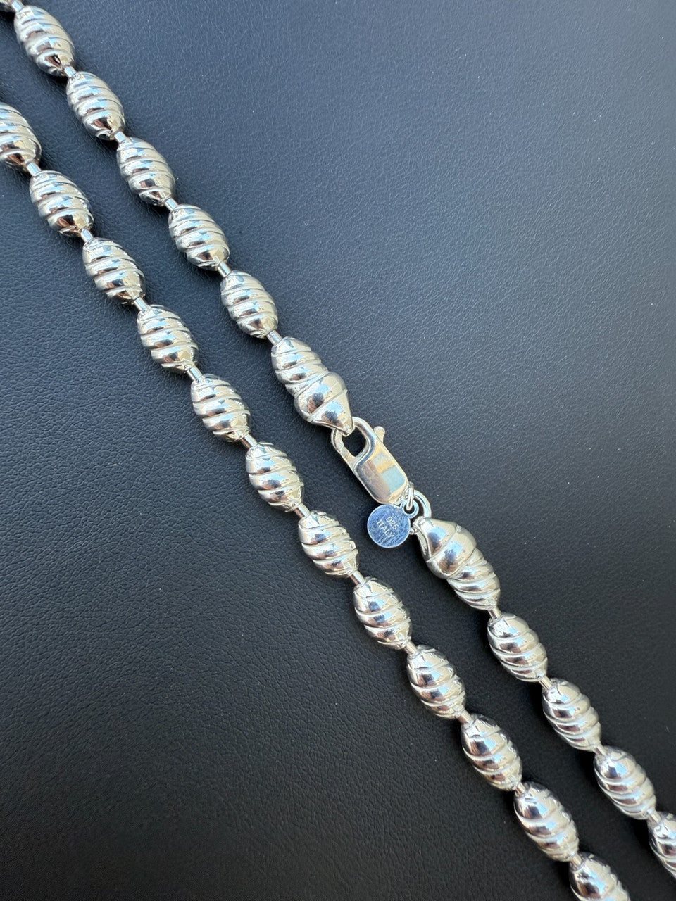 Infinity Rice Link Chain Necklace - 925 Sterling Silver - 18"-30" - 6mm