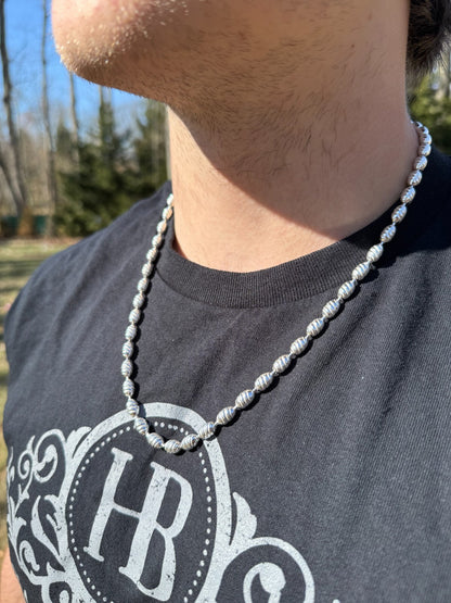 Infinity Rice Link Chain Necklace - 925 Sterling Silver - 18"-30" - 6mm