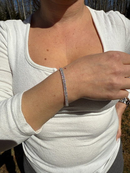 Real 925 Sterling Silver Micro Two Row 4.5mm Tennis Bracelet CZ 6-8" Iced