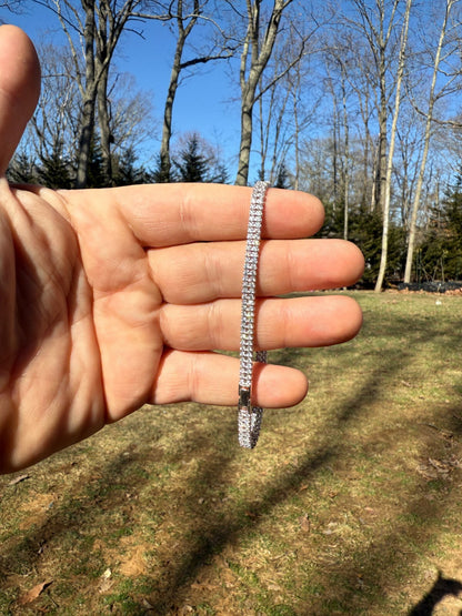 Real 925 Sterling Silver Micro Two Row 4.5mm Tennis Bracelet CZ 6-8" Iced