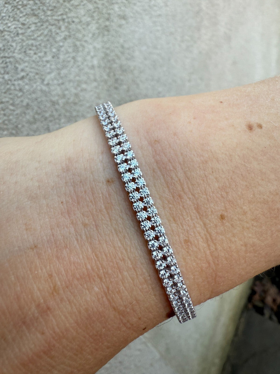 Real 925 Sterling Silver Micro Two Row 4.5mm Tennis Bracelet CZ 6-8" Iced