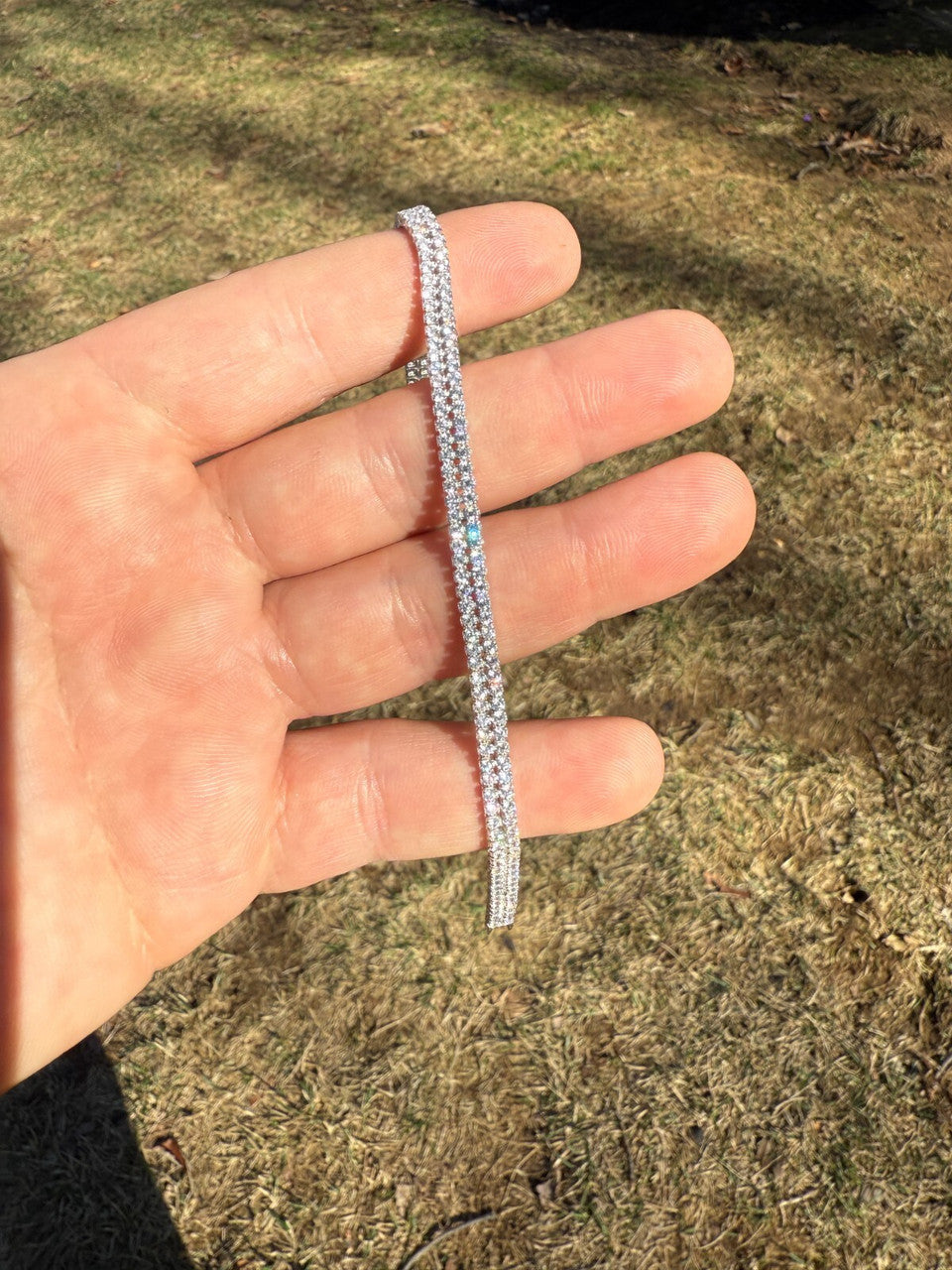 Real 925 Sterling Silver Micro Two Row 4.5mm Tennis Bracelet CZ 6-8" Iced