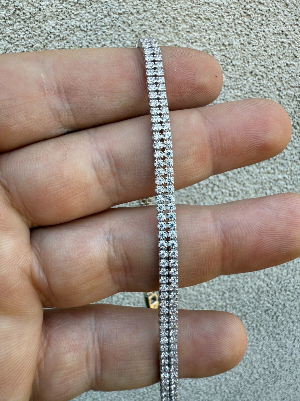 Real 925 Sterling Silver Micro Two Row 4.5mm Tennis Bracelet CZ 6-8" Iced