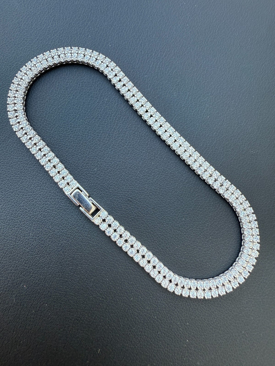 Real 925 Sterling Silver Micro Two Row 4.5mm Tennis Bracelet CZ 6-8" Iced