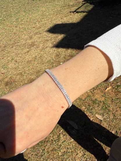 Real 925 Sterling Silver Micro Two Row 4.5mm Tennis Bracelet CZ 6-8" Iced