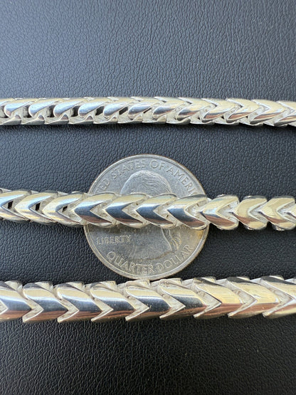 Round Franco Link Chain Necklace W. Box Lock - 925 Sterling Silver - 18"-30" - 5mm-7mm