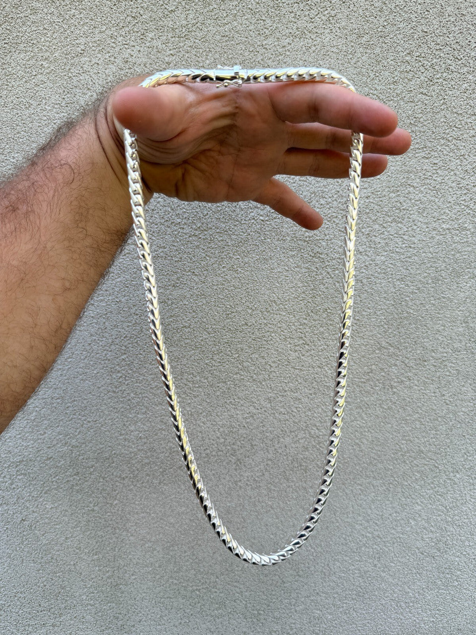 Round Franco Link Chain Necklace W. Box Lock - 925 Sterling Silver - 18"-30" - 5mm-7mm