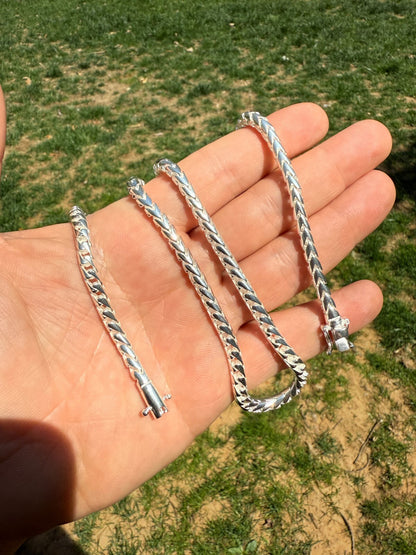 Round Franco Link Chain Necklace W. Box Lock - 925 Sterling Silver - 18"-30" - 5mm-7mm