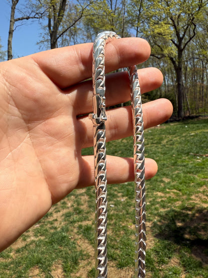 Round Franco Link Chain Necklace W. Box Lock - 925 Sterling Silver - 18"-30" - 5mm-7mm